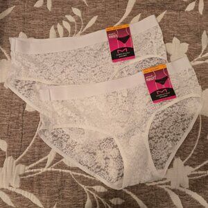 NWT - Maidenform DM204C Stretch Perfect Lace Briefs 2-Count - Size Small